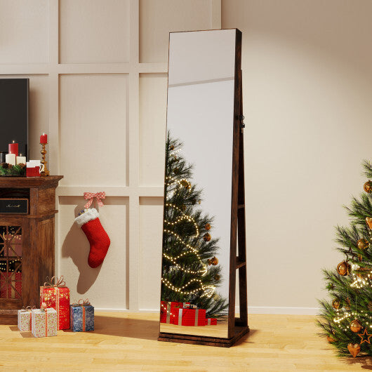 360 Swivel Jewelry Cabinet with Full Length Mirror-White