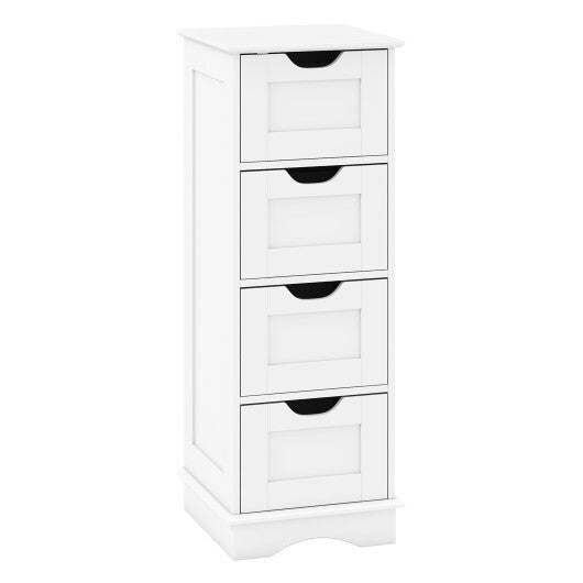 Bathroom Storage Cabinet with Cutout Handles and 4 Drawers-Black