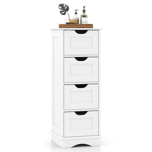 Bathroom Storage Cabinet with Cutout Handles and 4 Drawers-Black