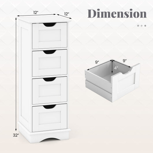 Bathroom Storage Cabinet with Cutout Handles and 4 Drawers-Black