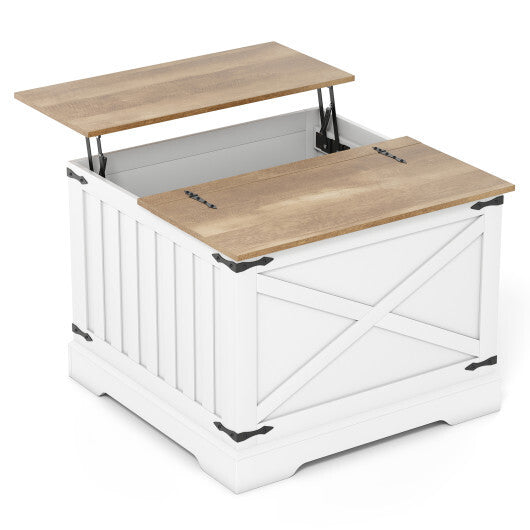 Farmhouse Lift Top Coffee Table with Hidden Storage Compartment-Rustic Brown