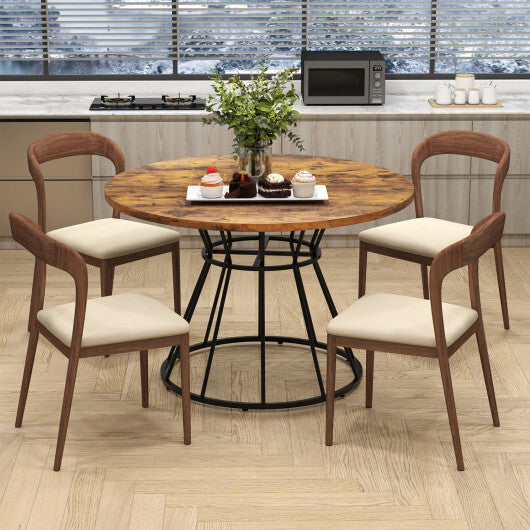 47 Inches Round Dining Table for 4 Farmhouse Kitchen Table with Wooden Tabletop-Black