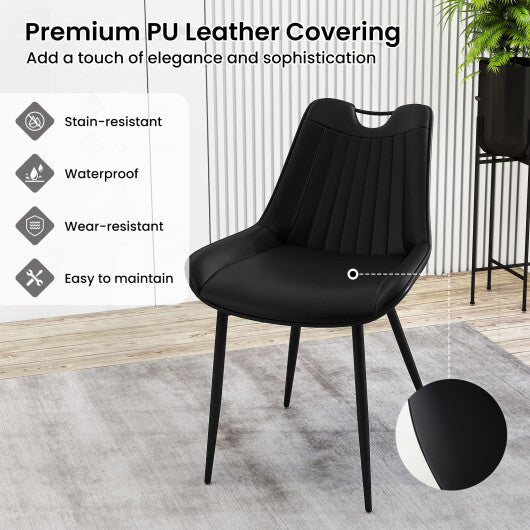 Dining Chair Set of 4 Faux Leather Upholstered Kitchen Chairs with Metal Legs-Gray