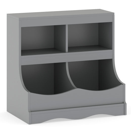 Toy Storage Organizer 4-Cubby Kids Bookcase for Toys and Books-Pink