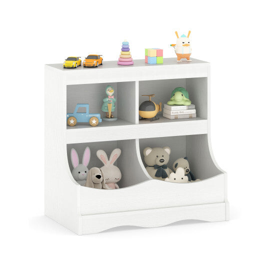 Toy Storage Organizer 4-Cubby Kids Bookcase for Toys and Books-Pink