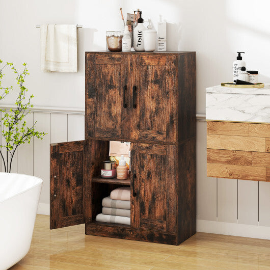 Bathroom Cabinet 43.5 inch Storage Cabinet with Doors and Adjustable Shelves-White