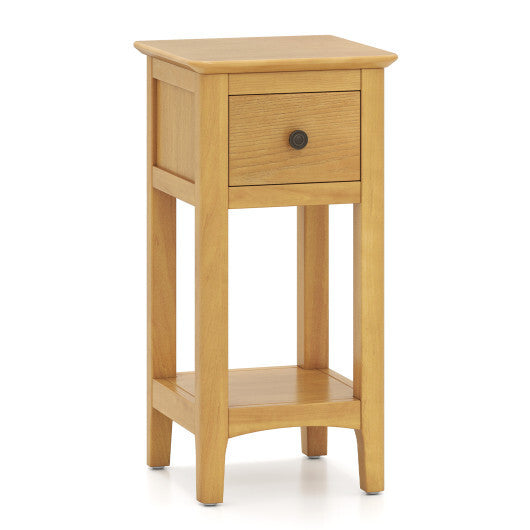 3-Tier Nightstand with Drawer and Open Storage Shelf-White