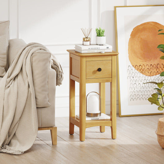 3-Tier Nightstand with Drawer and Open Storage Shelf-White
