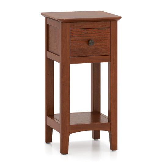 3-Tier Nightstand with Drawer and Open Storage Shelf-White