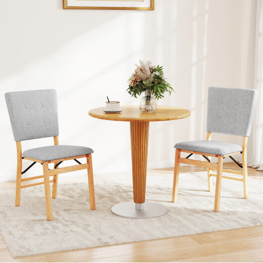 Foldable Dining Chair Set of 2 Armless Kitchen Chair with Padded Seat and Tilt Backrest-Beige