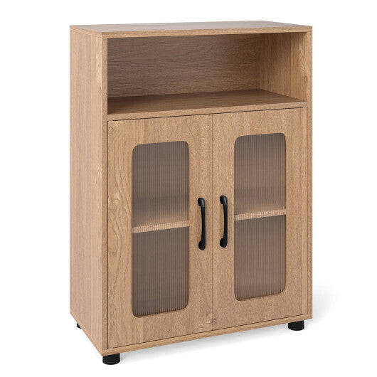 Bathroom Cabinet Freestanding Cabinet with 2 Doors and 3-Level Adjustable Shelf-White