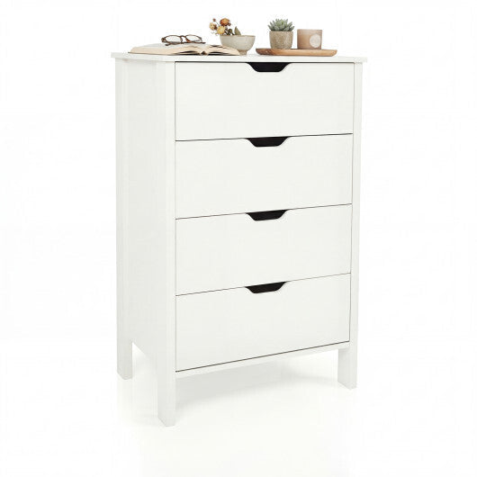 4-Drawer Dresser Wooden Nightstand with Anti-Tipping Kits-White