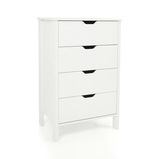 4-Drawer Dresser Wooden Nightstand with Anti-Tipping Kits-White