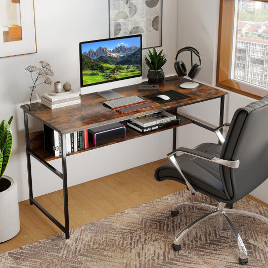 55 x 24 inch Computer Desk with Power Outlets and USB Ports-Black