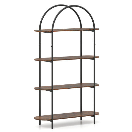 4-Tier Open Bookcase with Sturdy Metal Frame for Living Room-White & Golden