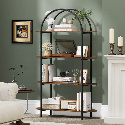 4-Tier Open Bookcase with Sturdy Metal Frame for Living Room-White & Golden