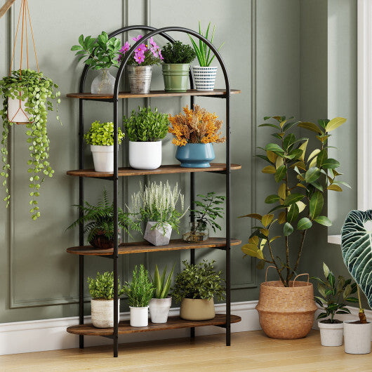 4-Tier Open Bookcase with Sturdy Metal Frame for Living Room-White & Golden