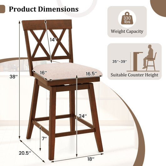 29 Inch Counter Height Barstools with Backrest and Upholstered Seat Cushion for Kitchen Dining Room-29 Inch