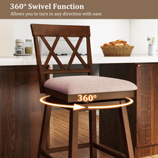 29 Inch Counter Height Barstools with Backrest and Upholstered Seat Cushion for Kitchen Dining Room-29 Inch