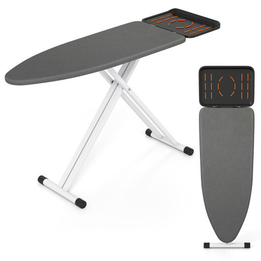 7 Adjustable Height Foldable Full Size Ironing Board with Iron Rest and Heat-resistant Surface
