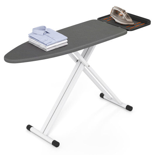7 Adjustable Height Foldable Full Size Ironing Board with Iron Rest and Heat-resistant Surface