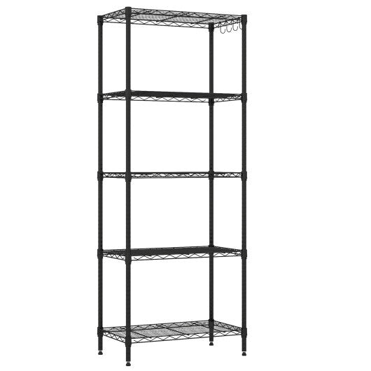 5-Tier Metal Storage Shelving Unit with V-Shaped Wire Rack and 750 LBS Capacity-Black