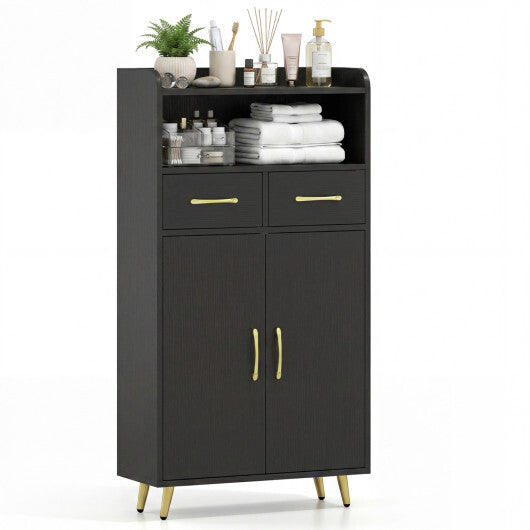 Bathroom Storage Cabinet Freestanding Floor Cabinet with 2 Drawers and 2 Doors-White