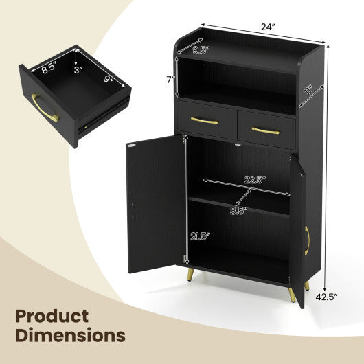 Bathroom Storage Cabinet Freestanding Floor Cabinet with 2 Drawers and 2 Doors-White