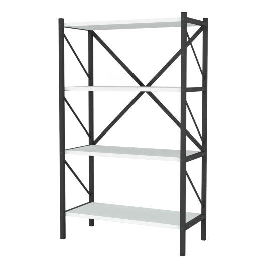 4-Tier Bookshelf with Heavy-Duty Metal Frame-Walnut