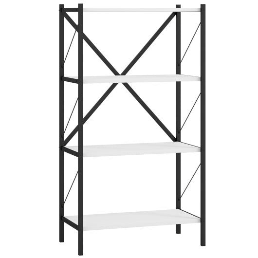 4-Tier Bookshelf with Heavy-Duty Metal Frame-Walnut