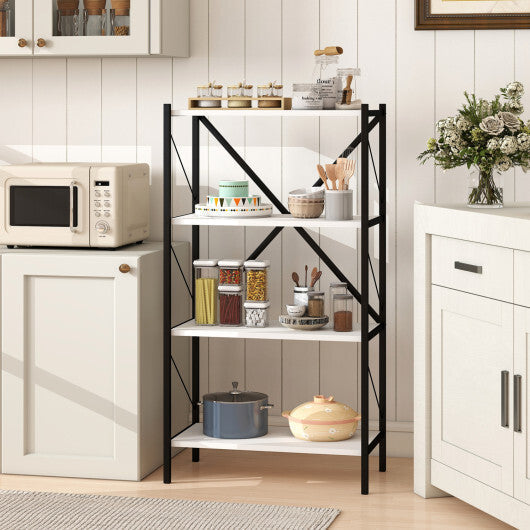 4-Tier Bookshelf with Heavy-Duty Metal Frame-Walnut