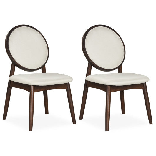 Set of 2 Upholstered Linen Fabric Kitchen Side Chairs with Padded Seat-Black