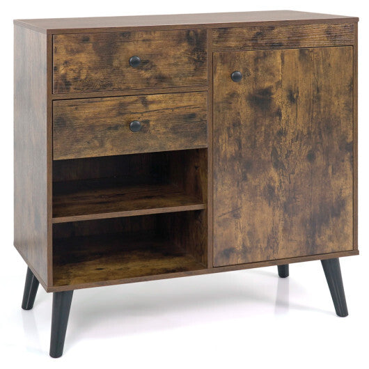 31" Sideboard Cabinet with 2 Open Compartments and 2 Drawers-Natrual