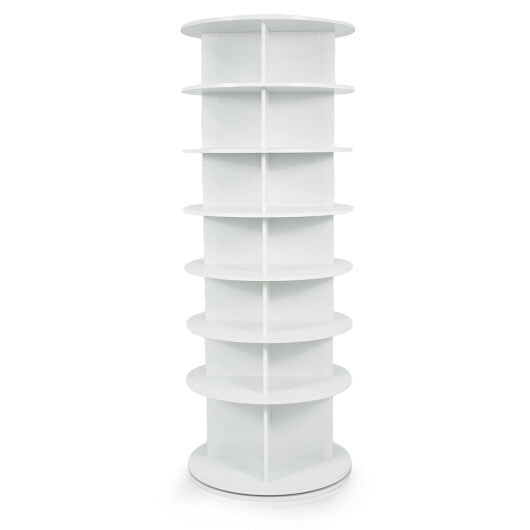 7-Tier Rotating Shoe Rack Tower Freestanding Spinning Shoe Organizer-White
