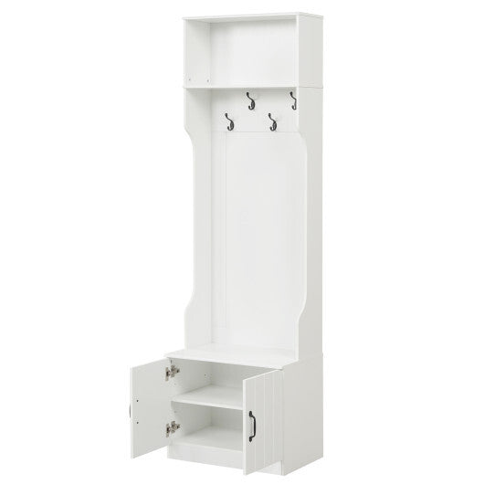3-in-1 Hall Tree with Bench and Storage 23.5" Wide Mudroom Storage-WHite