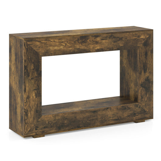 47" 2-Tier Farmhouse Console Table with Open Storage Shelf for Living Room-Rustic Brown