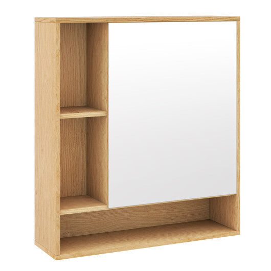 Wall Mounted  Bathroom Cabinet with Mirror Single Door-White
