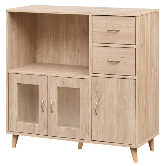 36 Inch Sideboard Buffet Cabinet with Open Compartment-Brown