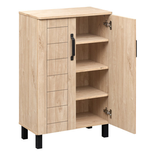 5-Tier Shoe Storage Cabinet Freestanding Wooden Shoe Rack Organizer-Brown