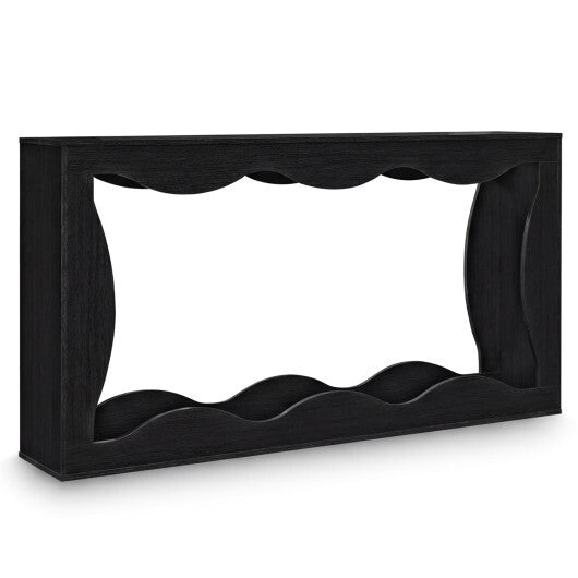 63 Inch Console Table 2-Tier Narrow Entryway Table with Wavy Edge Storage Shelf-Black