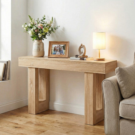63 Inches Long Console Table Farmhouse Entryway Table with Storage-Natural