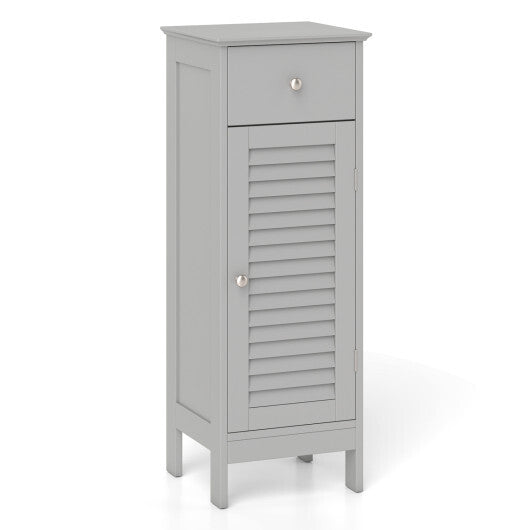 Narrow Bathroom Storage Cabinet with Adjustable Shelf and Drawer-Black
