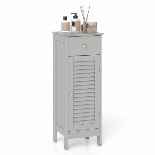 Narrow Bathroom Storage Cabinet with Adjustable Shelf and Drawer-Black