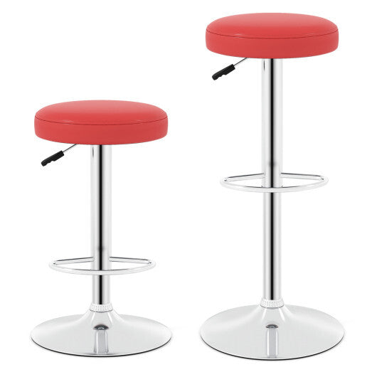 Set of 2 Height-adjustable Swivel Bar Stool with 360 Swivel bar stool-Red