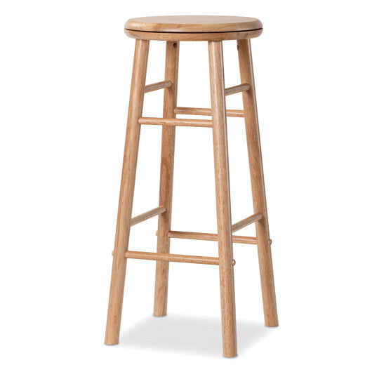 29" Swivel Bar Stools Set of 2 with Footrests & Crossbars-Walnut