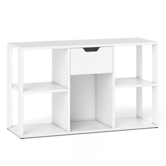 5-Cube Bookcase with Storage Drawer Freestanding Bookshelf Modern Display Rack-Rustic Brown