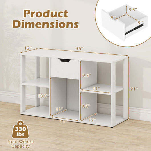 5-Cube Bookcase with Storage Drawer Freestanding Bookshelf Modern Display Rack-Rustic Brown