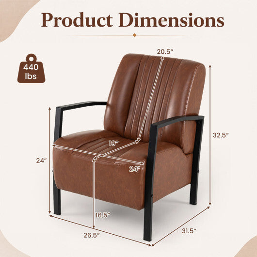 PU Leather Upholstered Armchair with Padded Seat and Back Comfy Lounge Reading Chair-Black