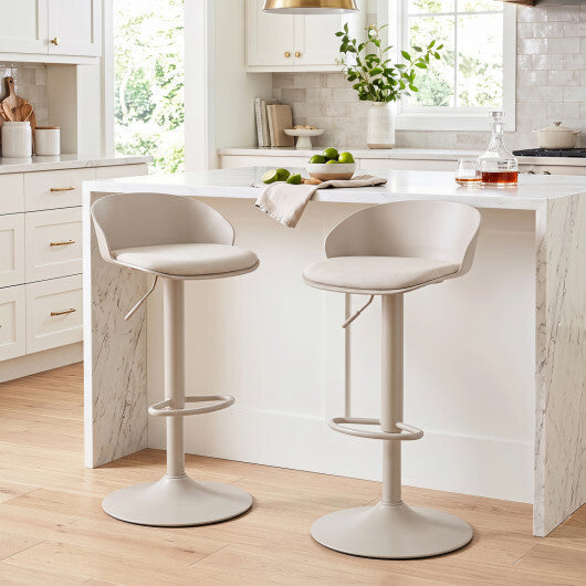 Set of 2 Adjustable Swivel Bar Stools w/ Back & Footrest 330 LBS for Dining-Cream