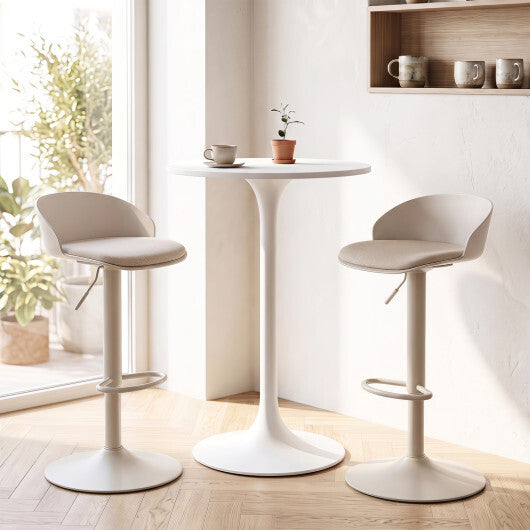 Set of 2 Adjustable Swivel Bar Stools w/ Back & Footrest 330 LBS for Dining-Cream